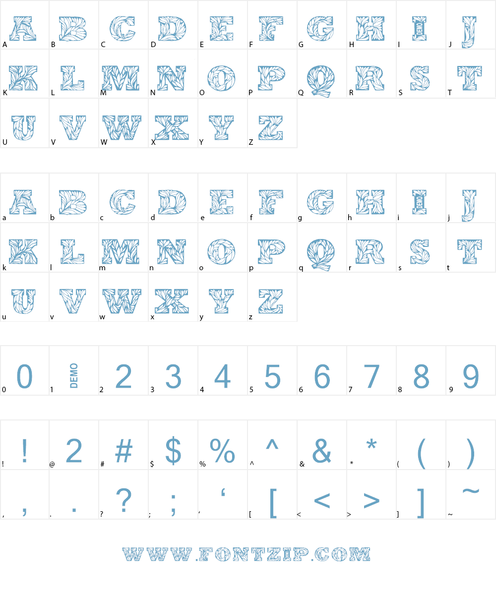 Leaffy Font Character
